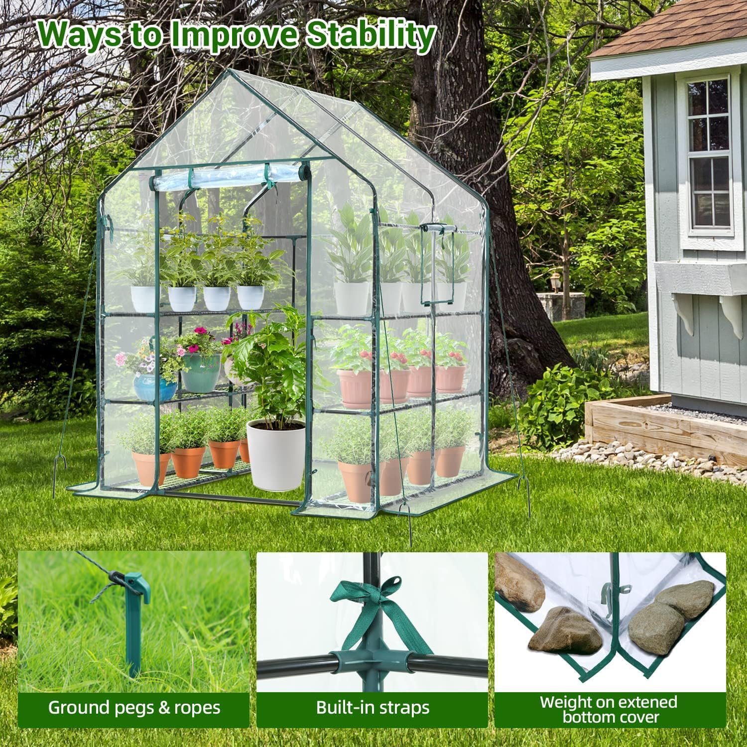 Ohuhu greenhouse easy assembly with no tools required.