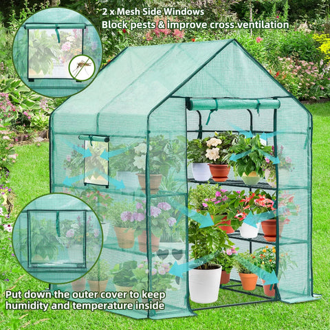 Ohuhu greenhouse heavy-duty steel frame supports heavy pots for longevity.