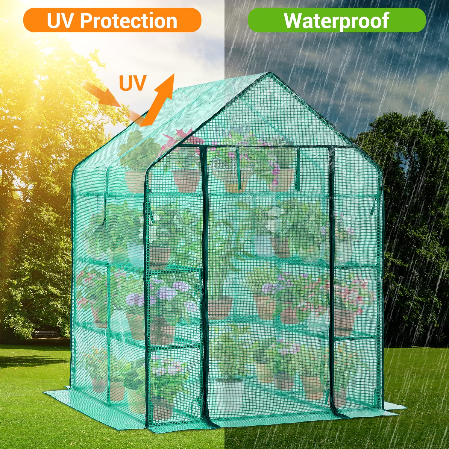 Ohuhu greenhouse side screen windows let you check plants while deterring pests