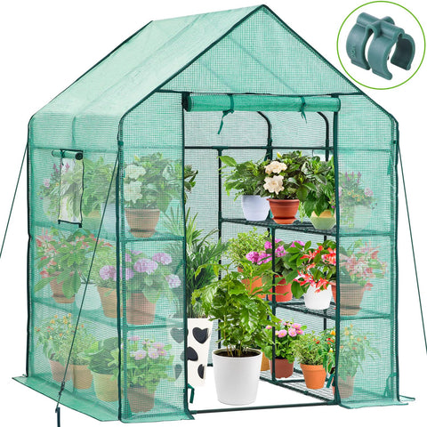 Ohuhu greenhouse walk-in outdoors assembly demonstrates easy setup and space efficiency.