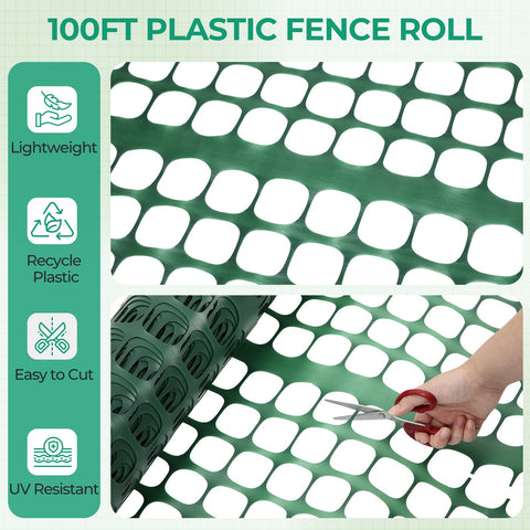 Ohuhu heavy-duty plastic mesh fence offering 4x100 ft coverage