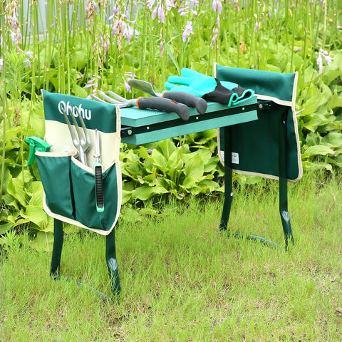 Ohuhu heavy-duty steel frame provides stable support for long gardening tasks.
