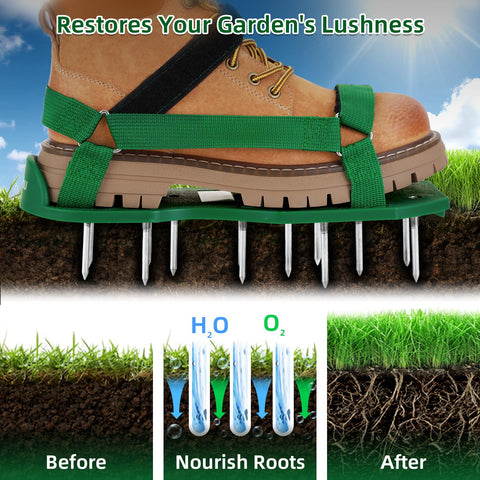 Ohuhu aerator shoes anti slip bottom for secure footing on damp grass