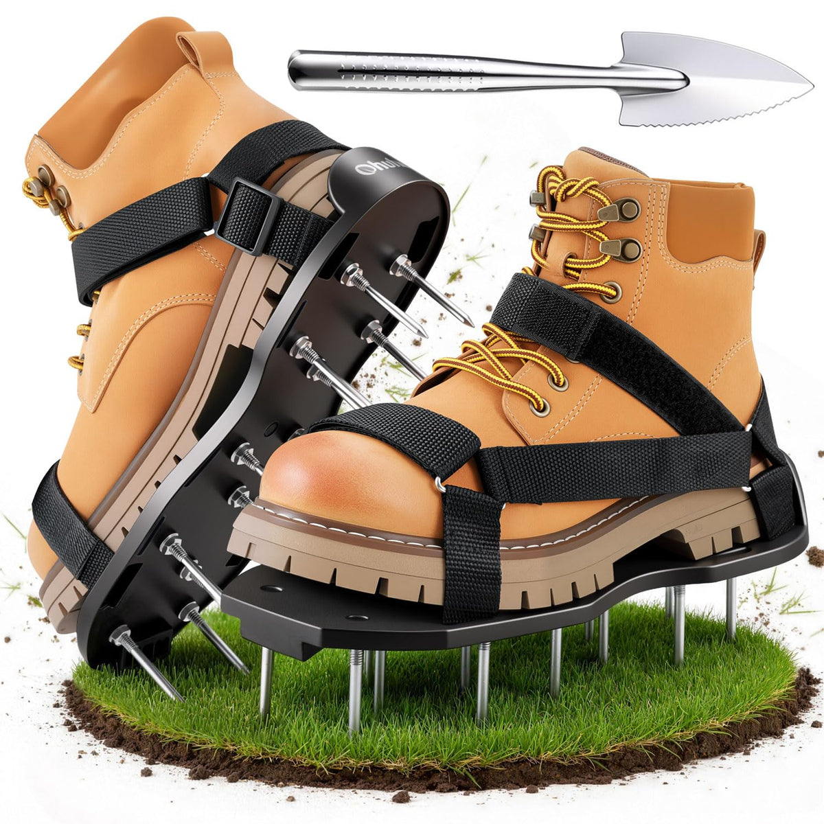 Ohuhu lawn aerator shoes with stainless steel shovel for stable lawn aeration