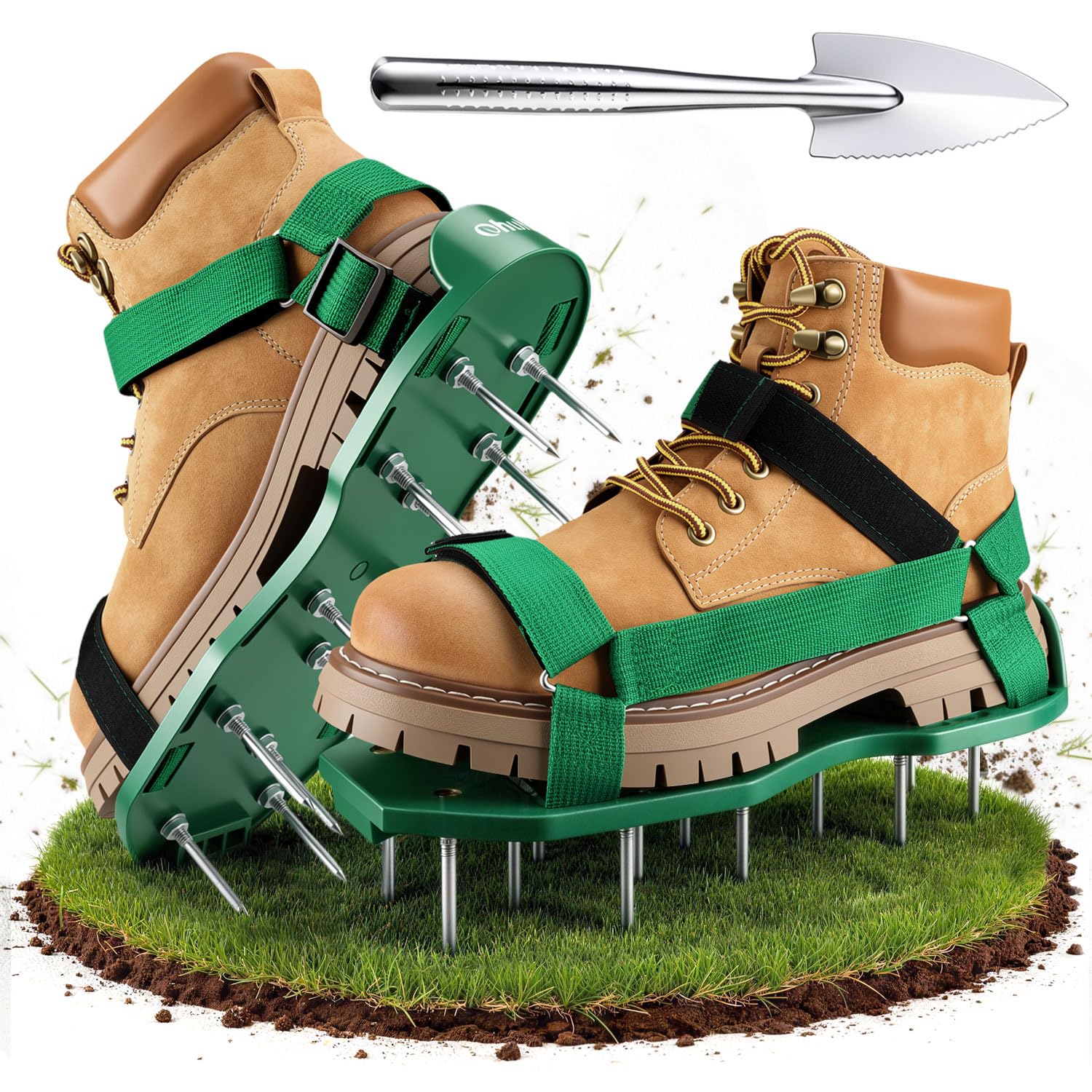 Ohuhu lawn aerator shoes strap on design for easy on site lawn aeration