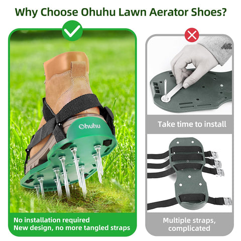 Ohuhu aerator shoes with sturdy plastic base for durable use.