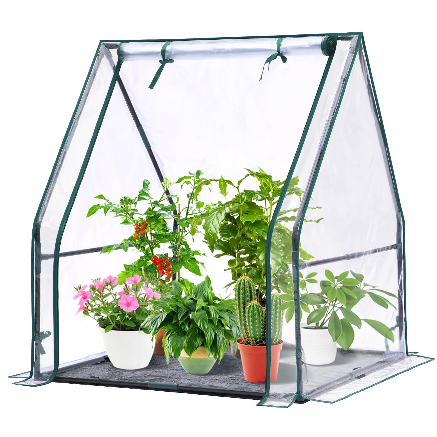 Ohuhu Mini Greenhouse front view showing compact space-saving design