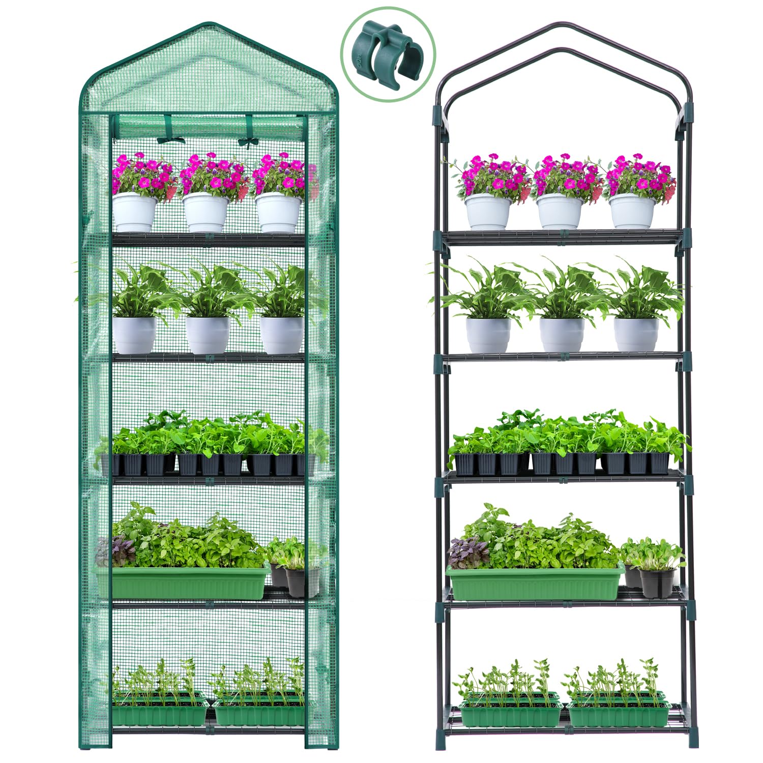 Ohuhu mini greenhouse clamps keep shelves stable during handling