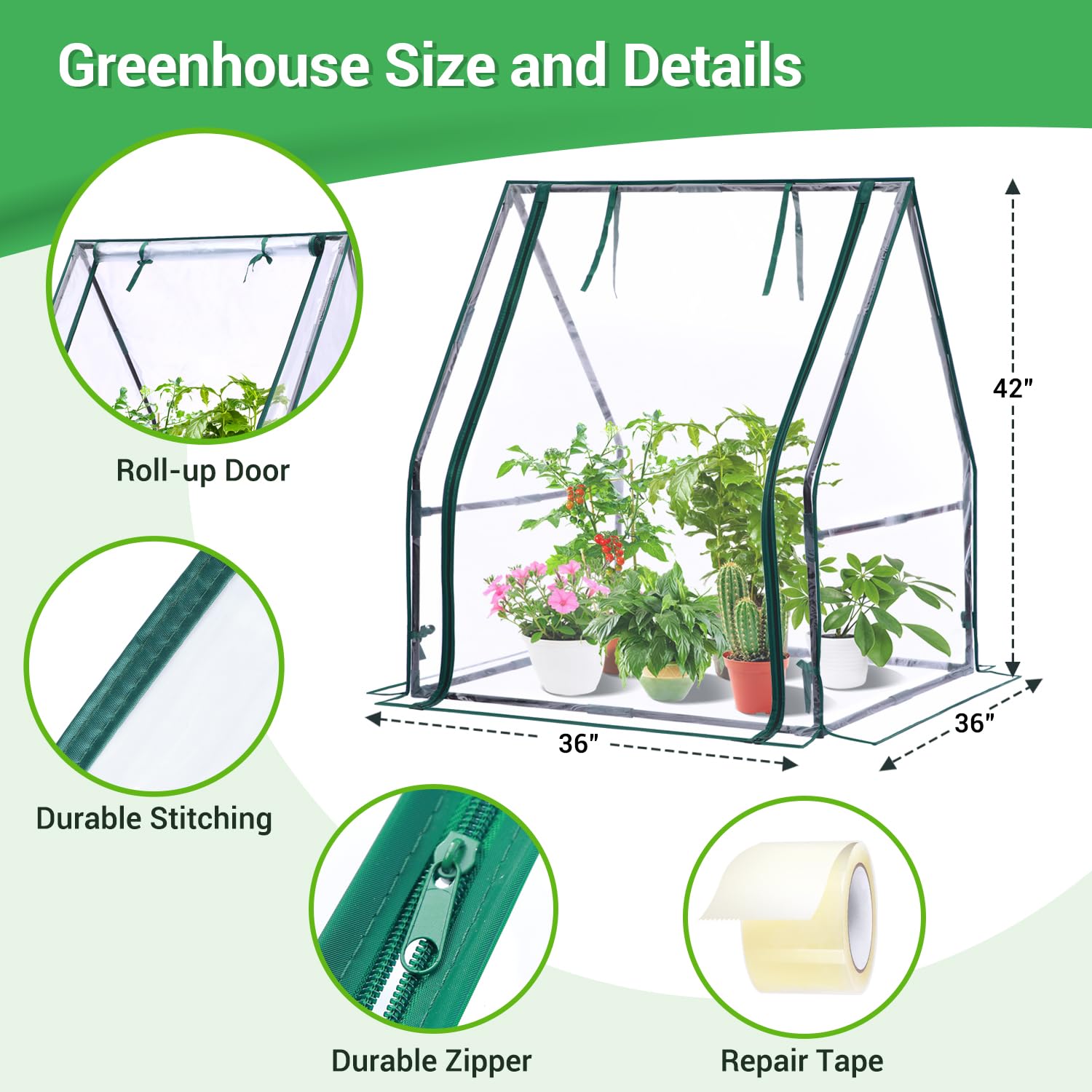 Ohuhu Mini Greenhouse tear-resistant cover provides clear visibility and protection