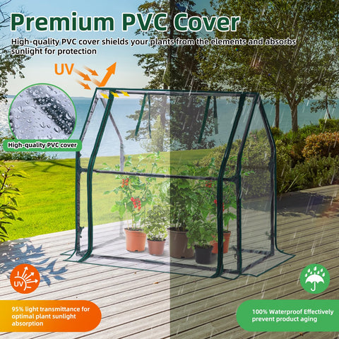 Ohuhu mini greenhouse waterproof mat keeps dirt contained and surfaces clean.