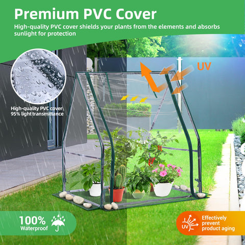 Ohuhu Mini Greenhouse zippered door enables easy watering and ventilation
