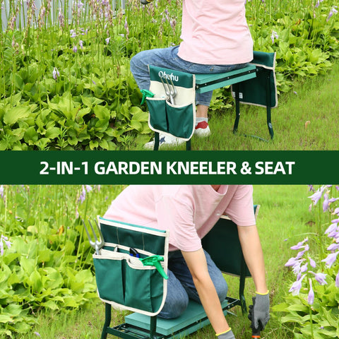 Ohuhu multi-use kneeler supports gardening, DIY, camping, and more.