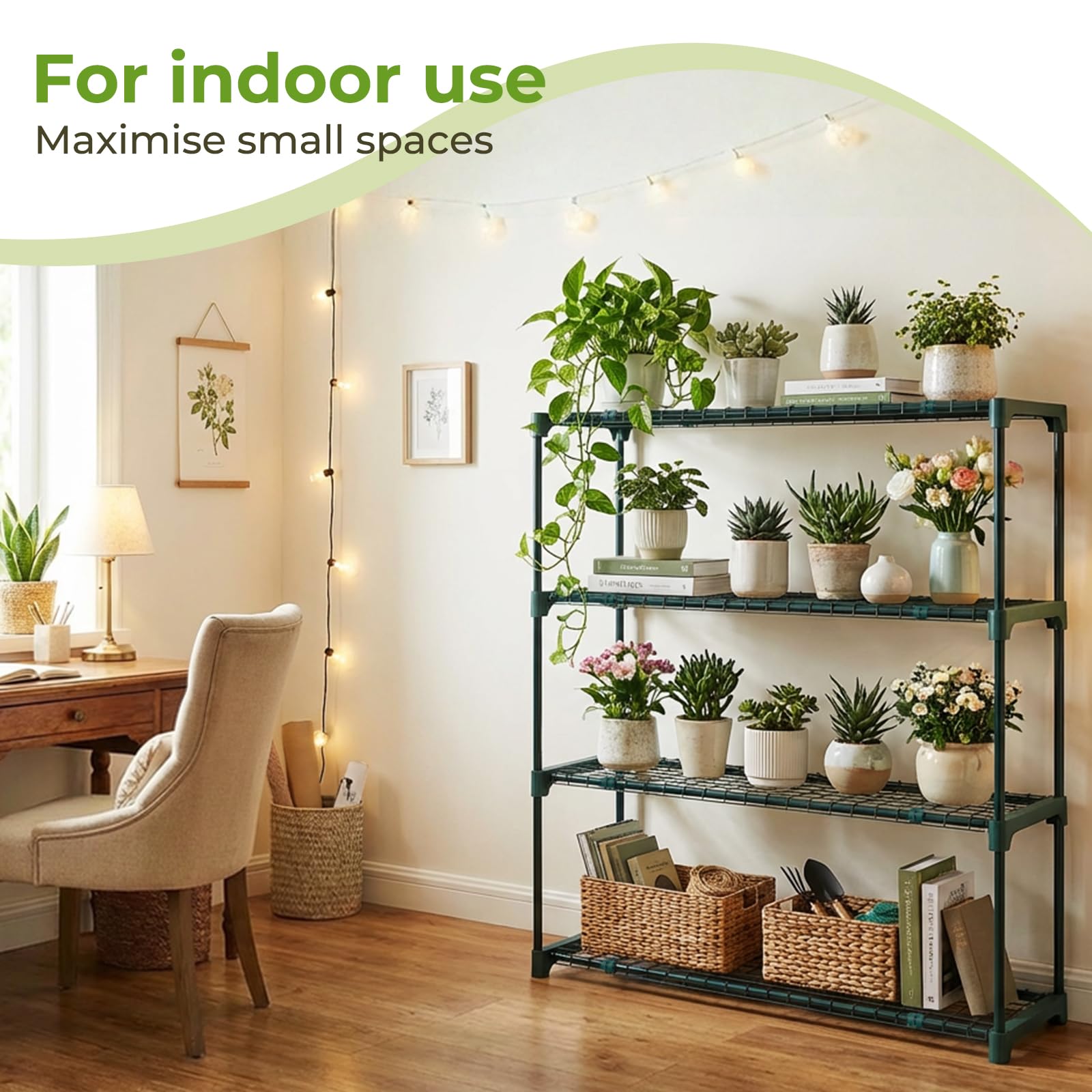 Ohuhu outdoor garden balcony display keeps plants accessible and tidy.