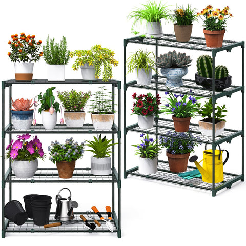 Ohuhu plant greenhouse shelves 4-tier 2-pack provide spacious outdoor plant organization.