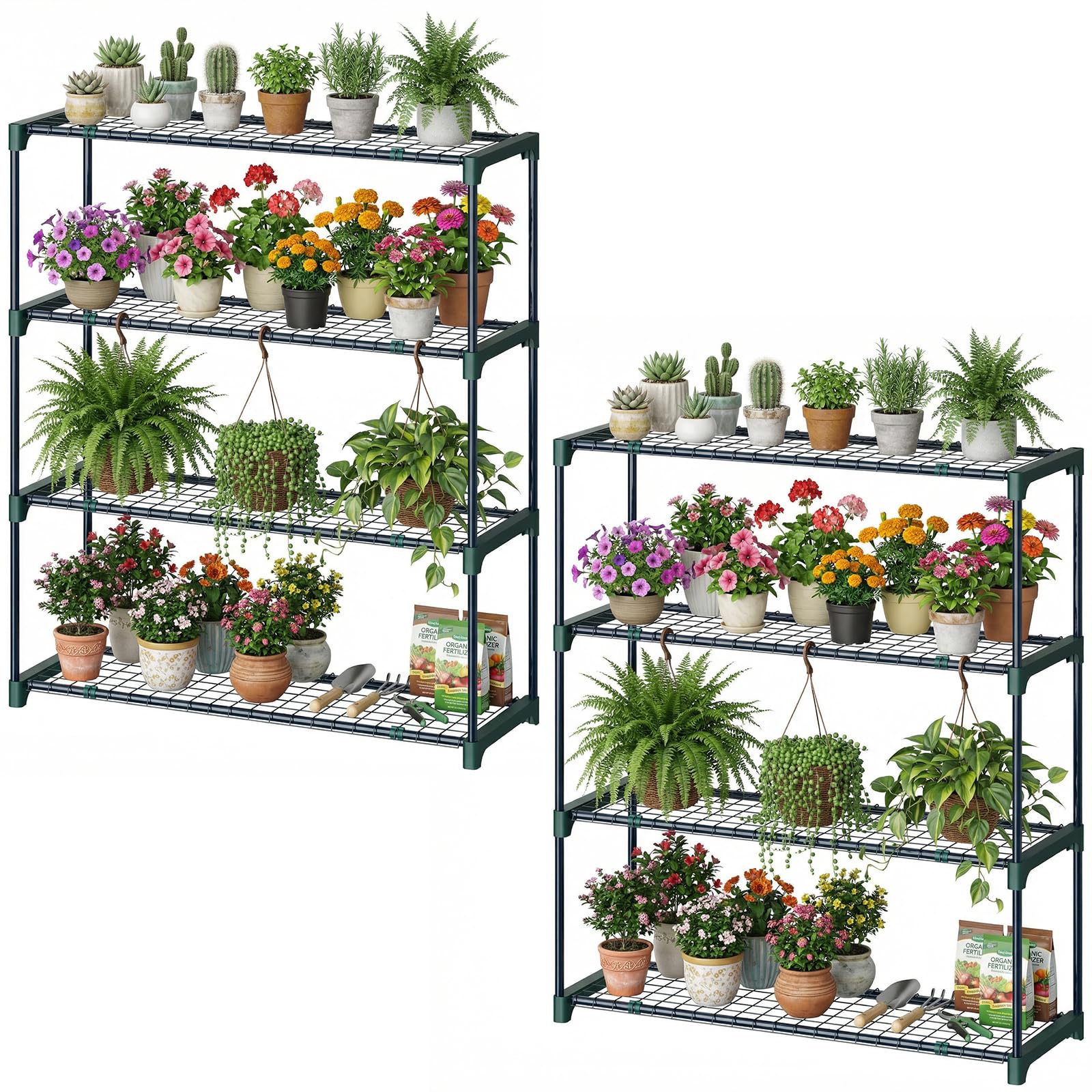 Ohuhu plant greenhouse shelves 4-tier ready for organized vertical gardening.