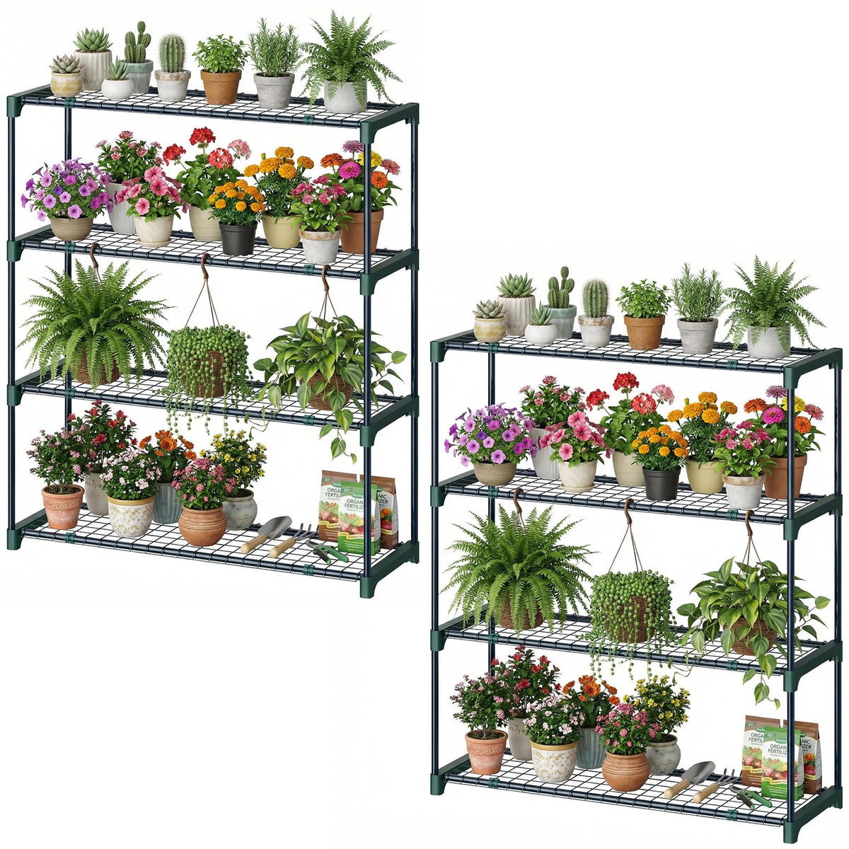 Ohuhu plant greenhouse shelves 4-tier ready for organized vertical gardening.