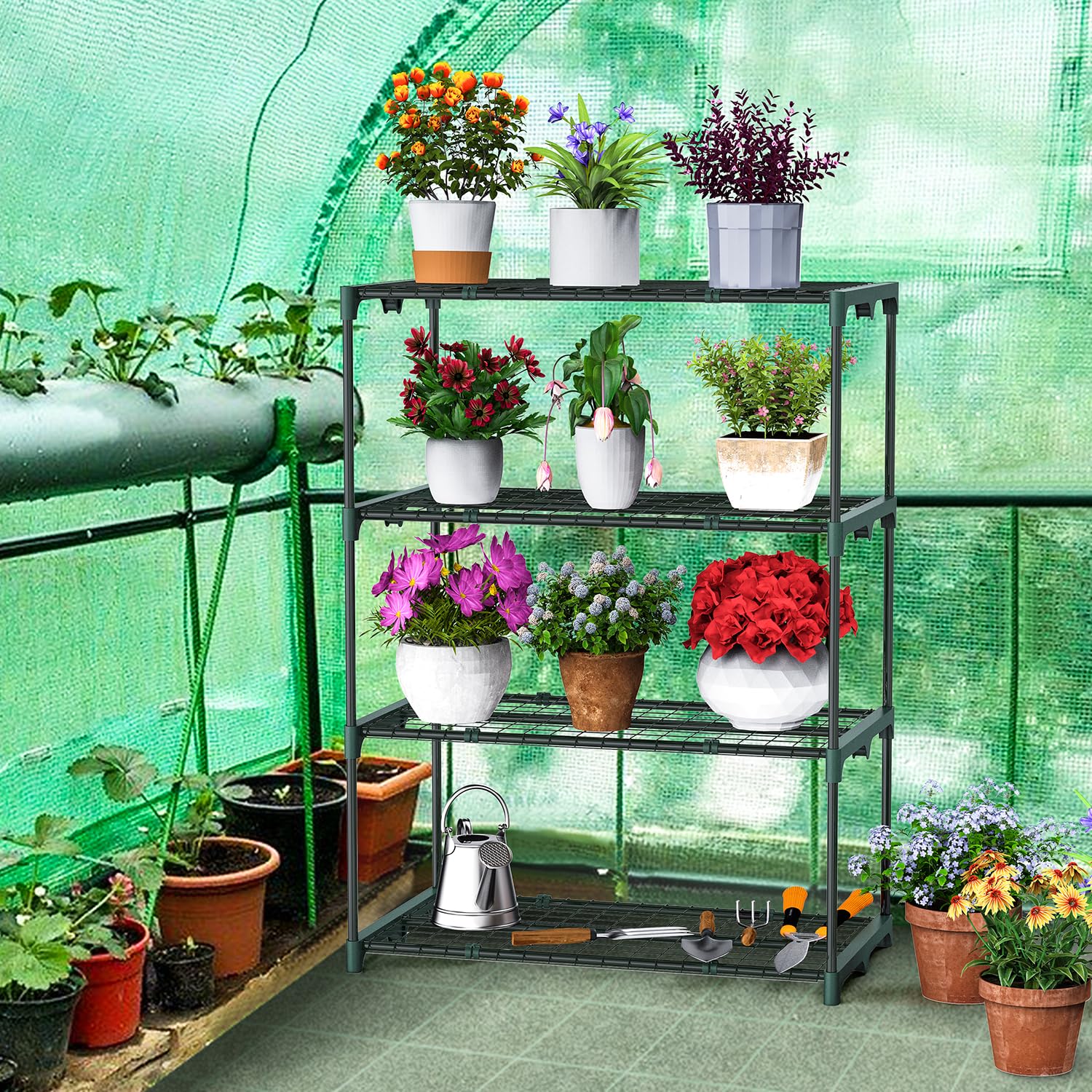 Ohuhu plant greenhouse shelves easy assembly with no tools needed.
