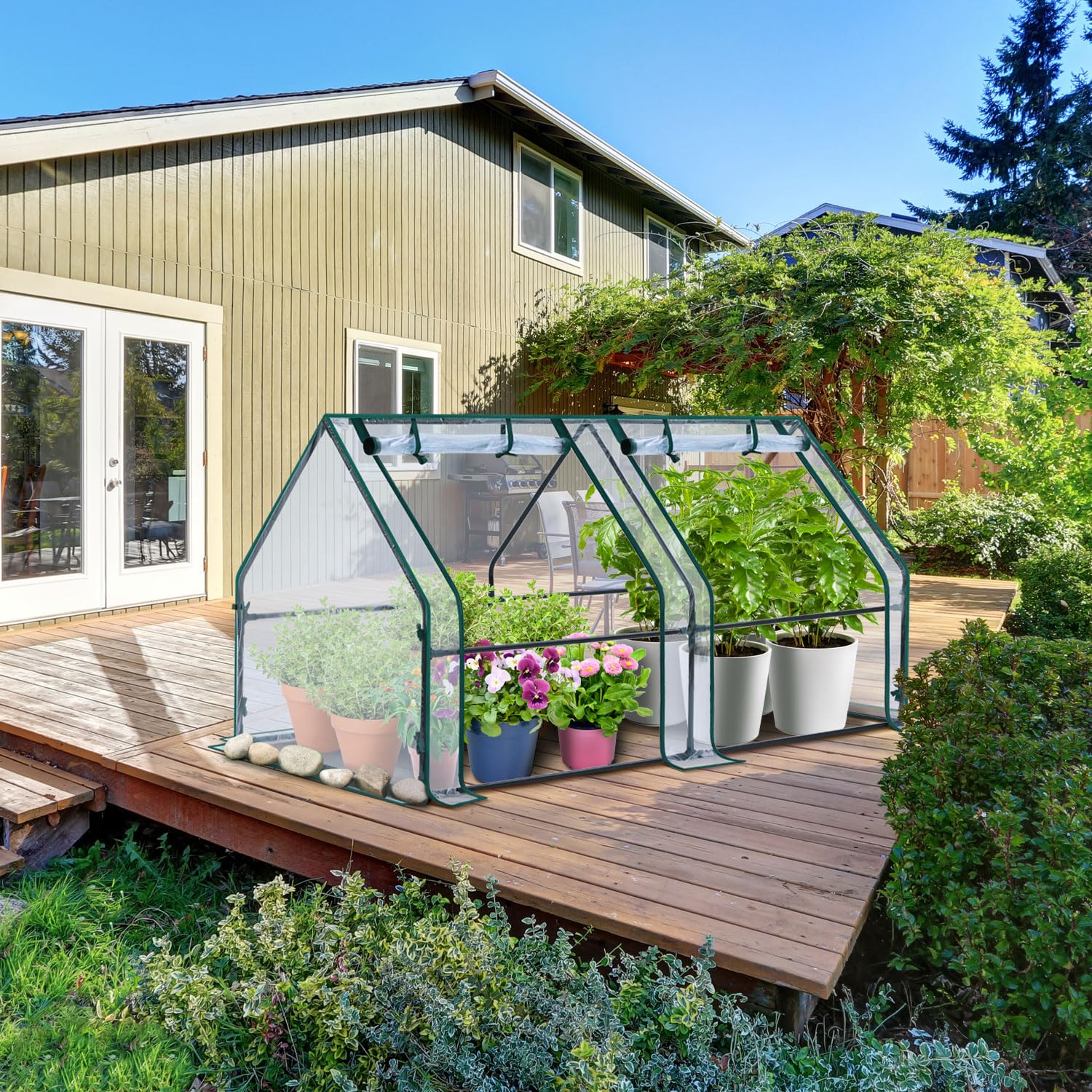 Ohuhu greenhouse dimensions 71 by 36 by 36 inches fit compact spaces.