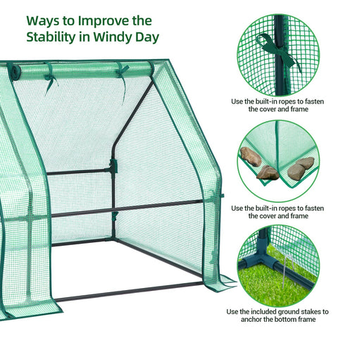 Ohuhu greenhouse with doors rolled up for ventilation and airflow