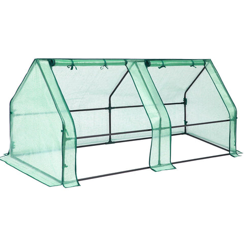 Ohuhu portable mini greenhouse front view with dual doors for easy access