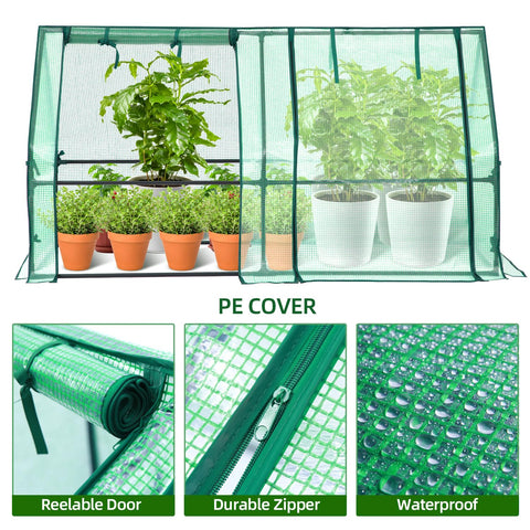 Ohuhu greenhouse side view highlighting sturdy iron frame