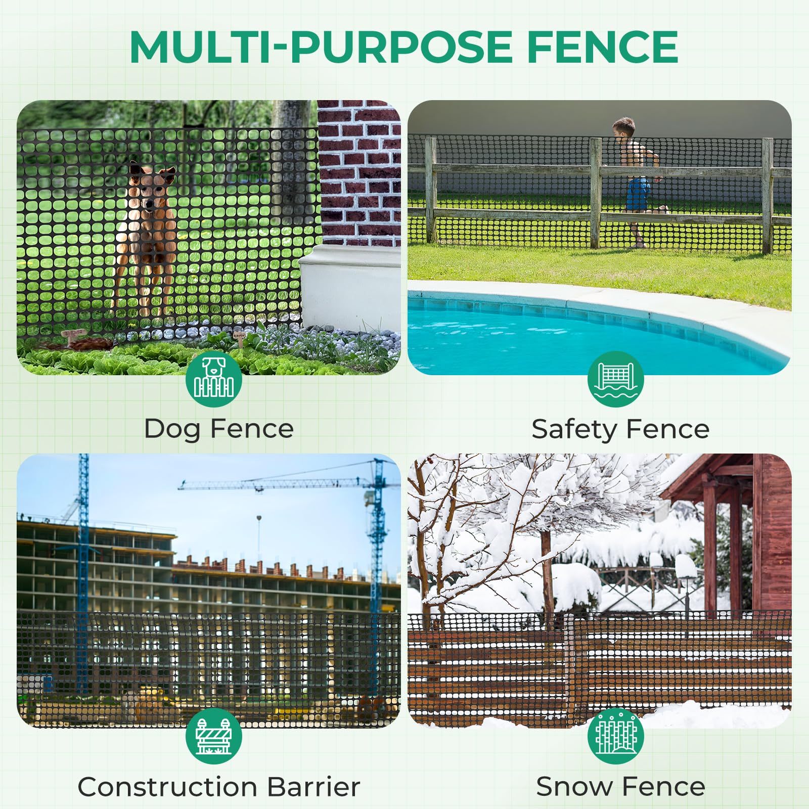 Ohuhu rolled storage of fence for compact, reusable solution.