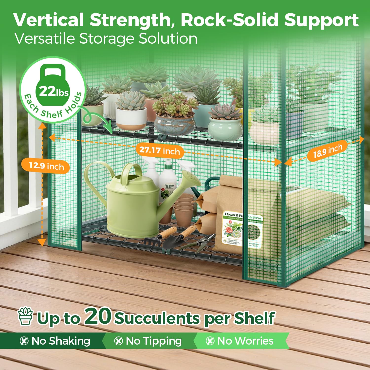 Ohuhu rust-proof metal frame ensures stable, wobble-free growth space.