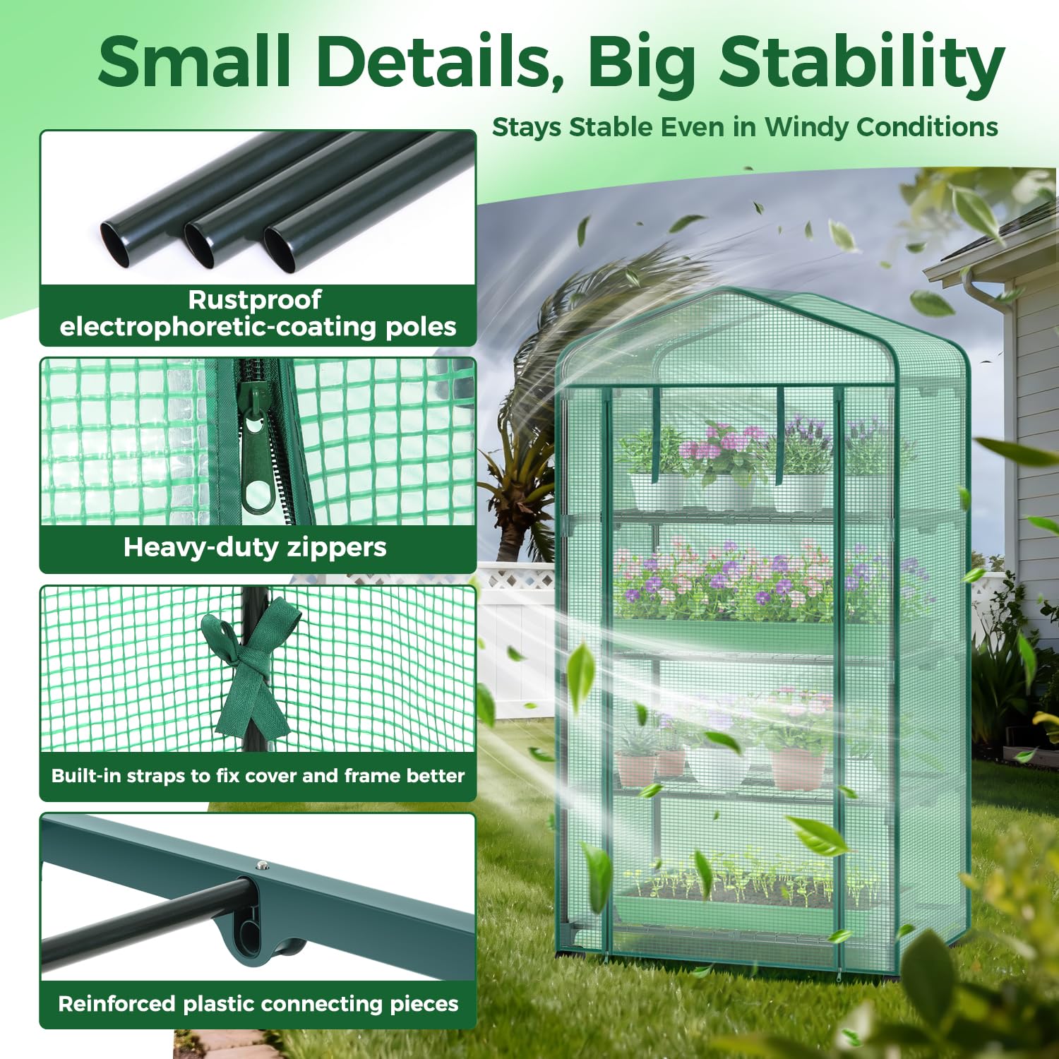 Ohuhu indoor-outdoor greenhouse suits indoor or outdoor use.