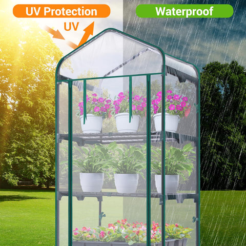 Ohuhu small plants greenhouse showing roll-up door for easy access and airflow.