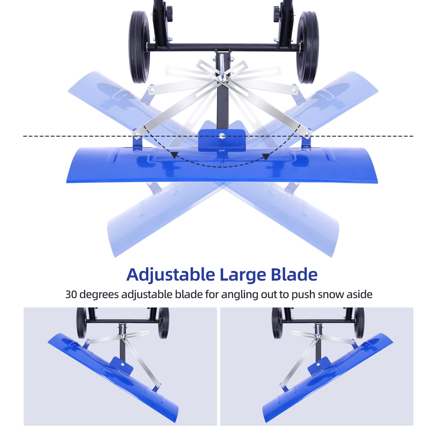 Ohuhu snow shovel adjustable angle enables easy plowing in any direction.