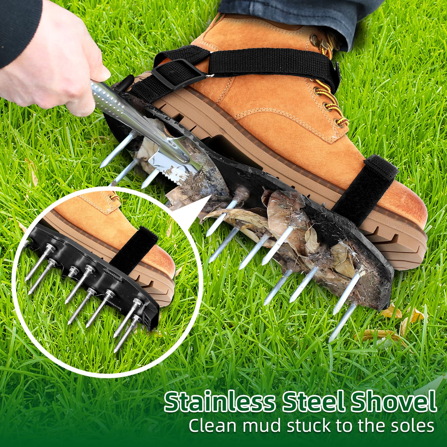 Ohuhu stainless steel shovel included for cleaning dirt from soles
