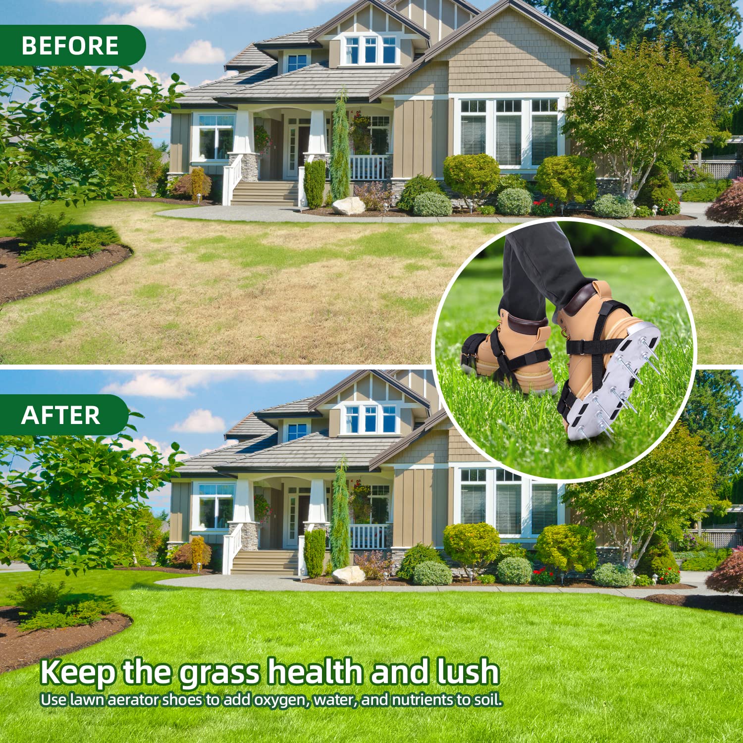 Ohuhu stainless steel shovel included for lawn care versatility.
