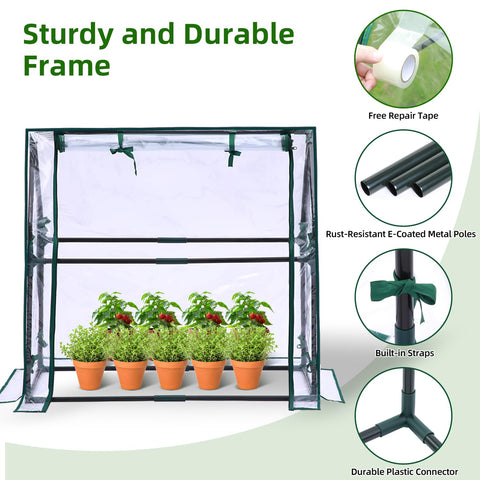 Ohuhu table-top greenhouse zippered door enables easy watering and ventilation.