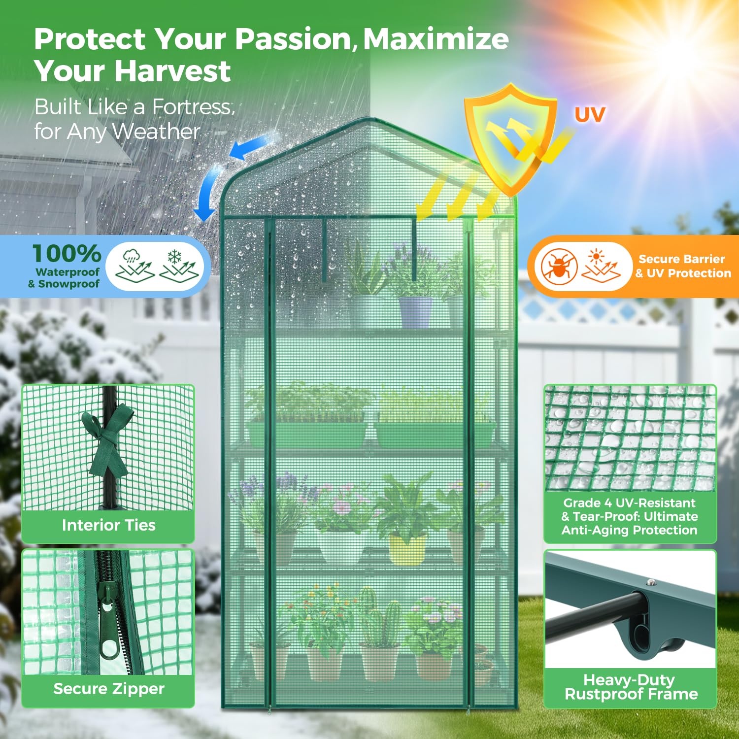 Ohuhu UV-resistant cover shields plants from sun stress and harsh weather.