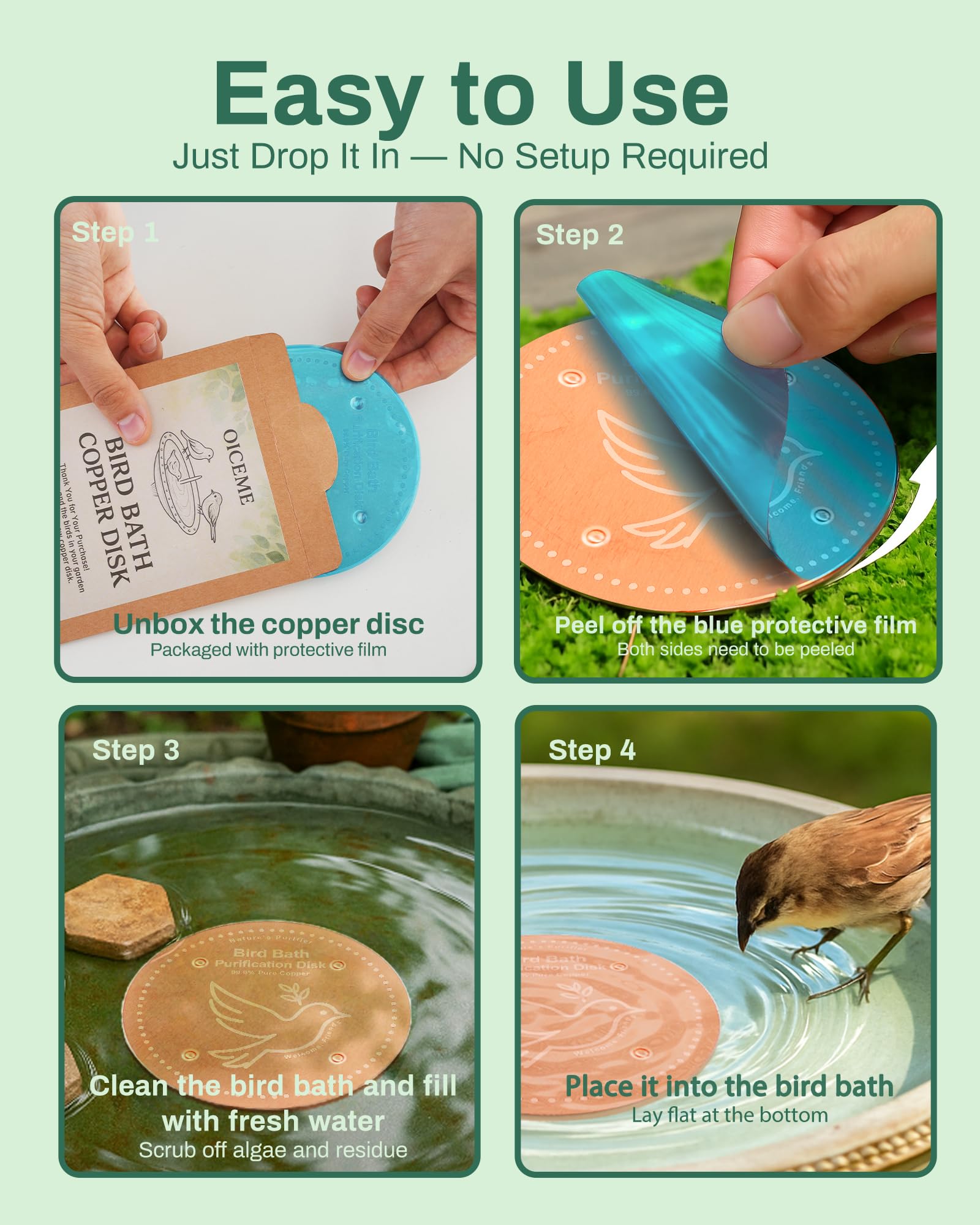 OICEME easy-maintenance setup for quick rinse and reuse in outdoor water features.