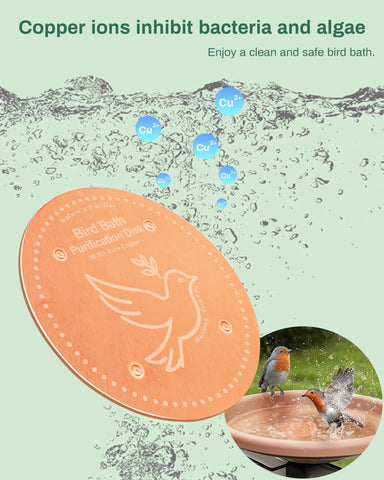 Close-up of the OICEME copper purification disk showing rust-free durability for outdoor use.