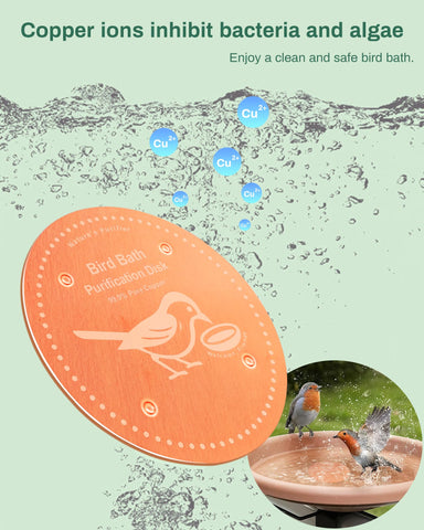 OICEME solar-powered copper disk used to prevent freezing in outdoor bird baths.