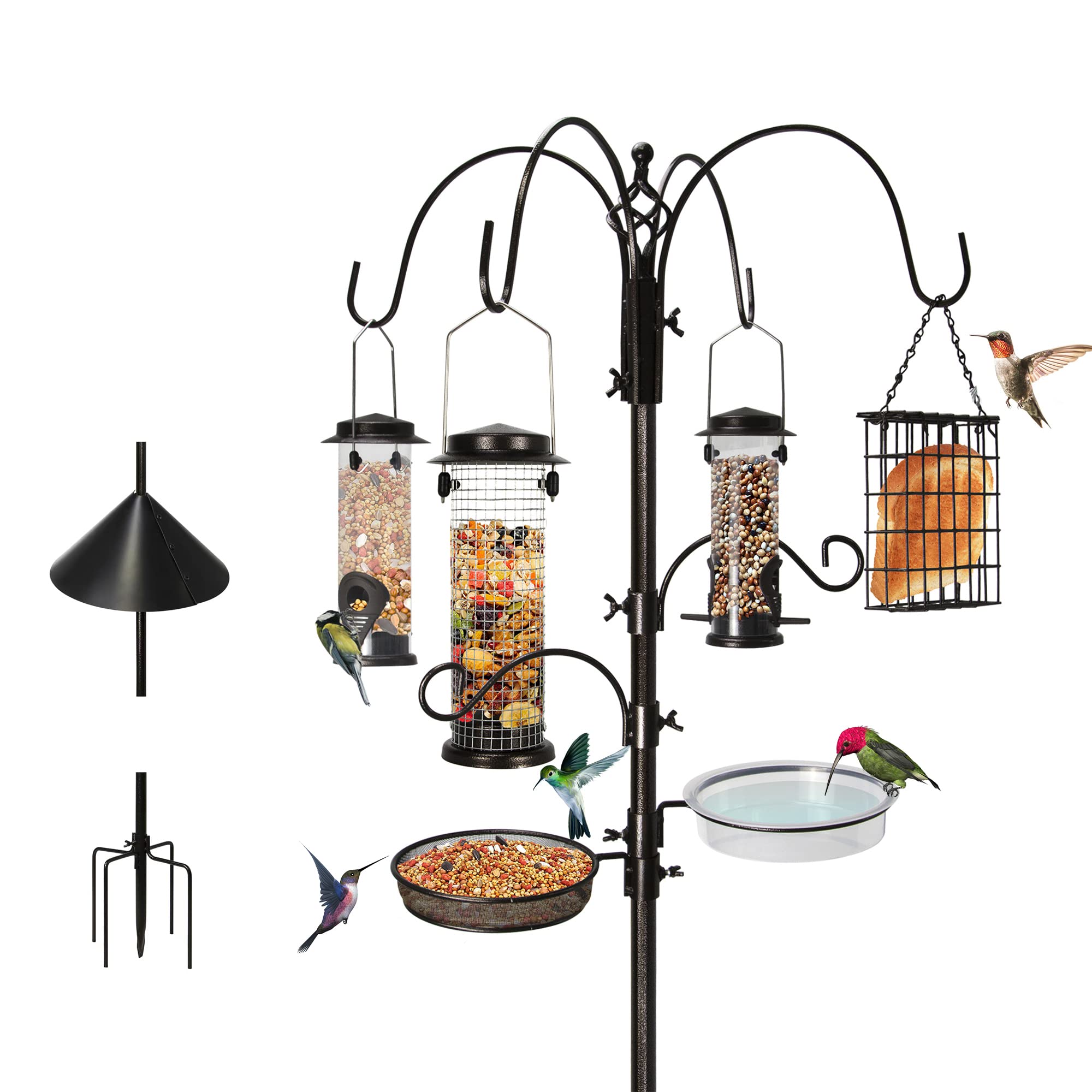 Ointo Garden 6 Hook Station pole offers tall, sturdy feeding setup