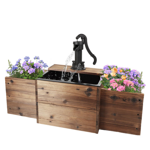 OIPRTGFJ outdoor water fountain with wooden rectangular base enhances garden ambiance.