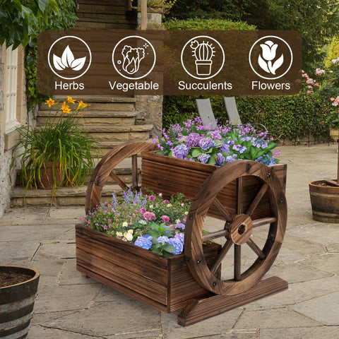 OIPRTGFJ Wooden Wagon Planter Box easy assembly with included hardware