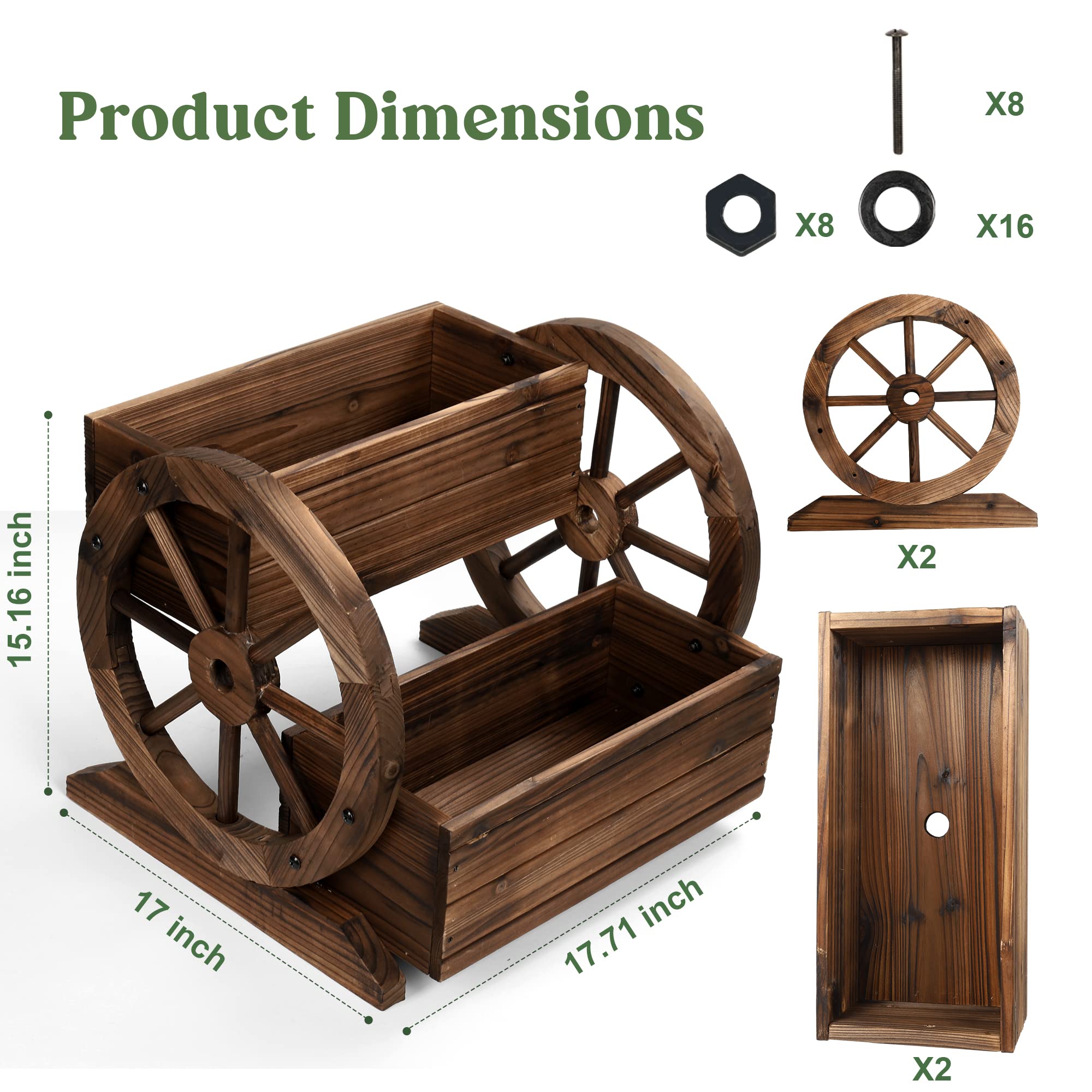 OIPRTGFJ Wooden Wagon Planter Box decorative herb and flower display