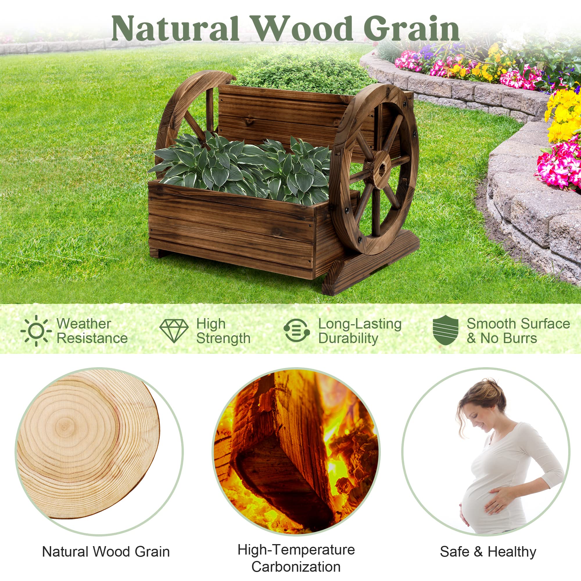 OIPRTGFJ Wooden Wagon Planter Box interior space showcases ample planting area