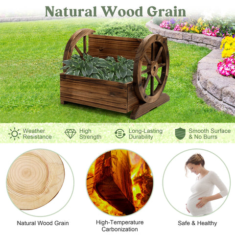 OIPRTGFJ Wooden Wagon Planter Box interior space showcases ample planting area