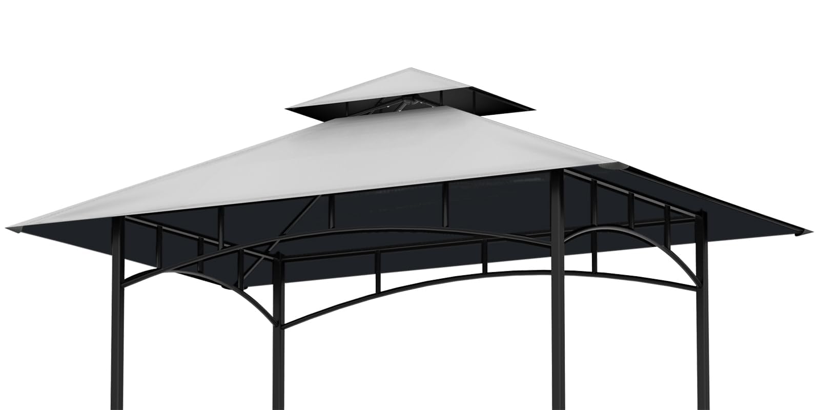 OIPUNSHLE 5x8 grill gazebo canopy top grey front view for shaded outdoor cooking.