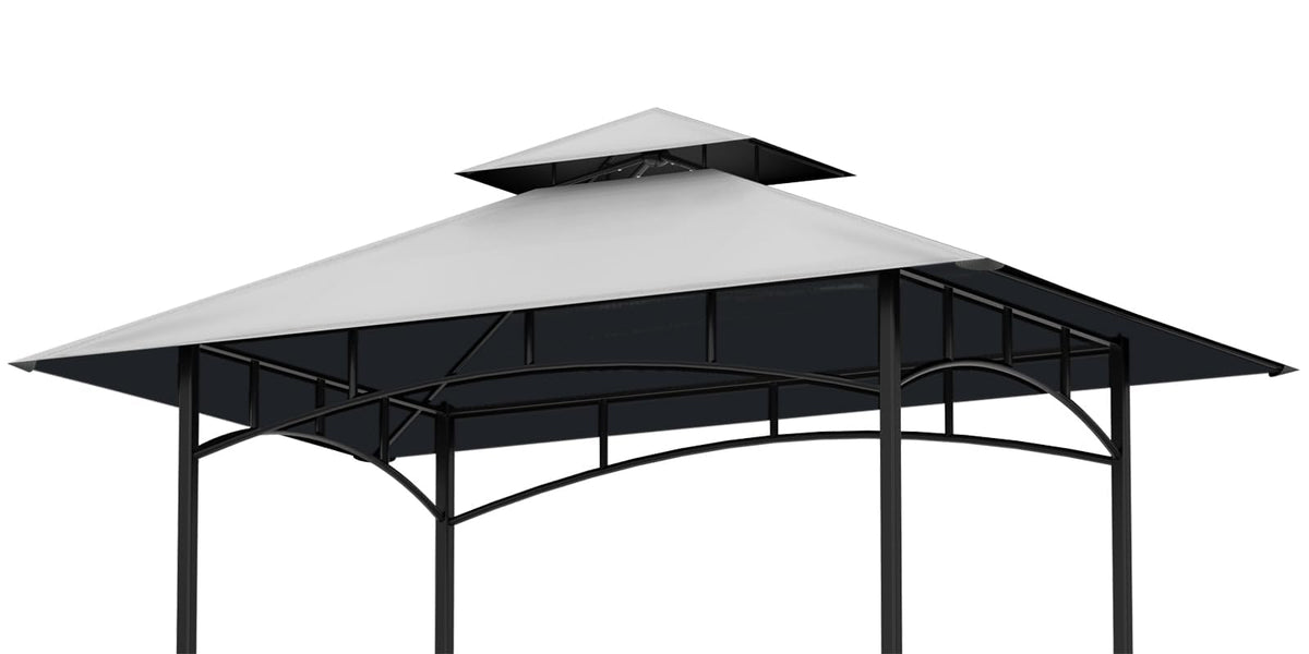 OIPUNSHLE 5x8 grill gazebo canopy top grey front view for shaded outdoor cooking.