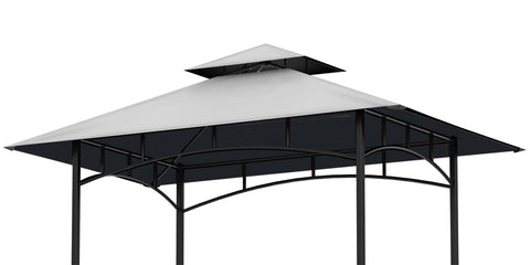 OIPUNSHLE 5x8 grill gazebo canopy top grey front view for shaded outdoor cooking.