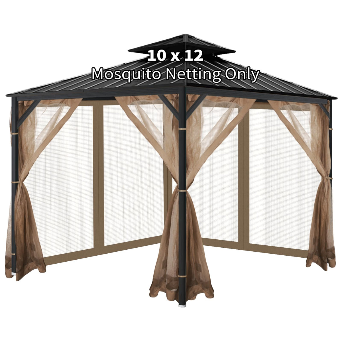 OIPUNSHLE gazebo mosquito netting panel hanging on frame, keeps insects out for outdoor comfort