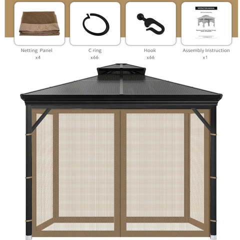 OIPUNSHLE included hooks and rings with brown mosquito netting for quick installation