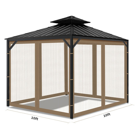 OIPUNSHLE gazebo netting four-panel brown design blends with outdoor decor.