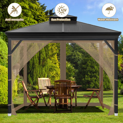 OIPUNSHLE brown gazebo netting maintains airflow while deterring insects.